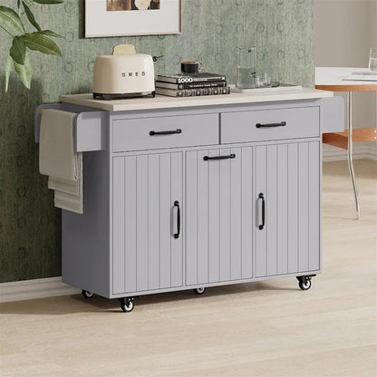 Kitchen Island with Trash Can Storage Cabinet by Harper&Bright Designs