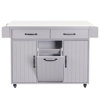 Kitchen Island with Trash Can Storage Cabinet by Harper&Bright Designs
