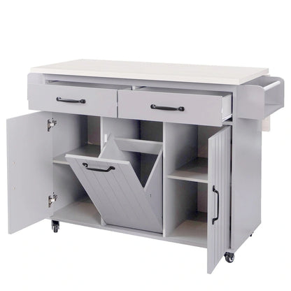 Kitchen Island with Trash Can Storage Cabinet by Harper&Bright Designs
