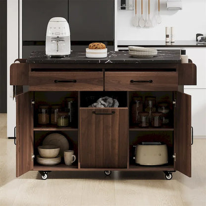 Kitchen Island with Trash Can Storage Cabinet by Harper&Bright Designs