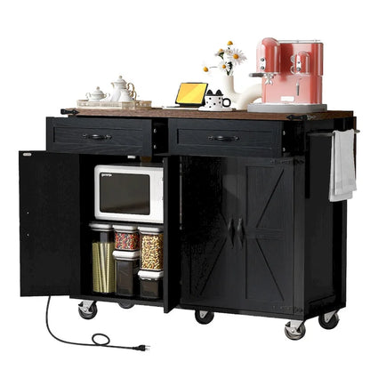 53.5 Farmhouse Kitchen Island with Power Outlet