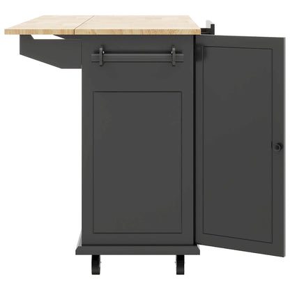 53.9 Width Rolling Kitchen Island with Drop Leaf and 3 Tier Pull Out Cabinet