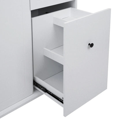 53.9 Width Rolling Kitchen Island with Drop Leaf and 3 Tier Pull Out Cabinet