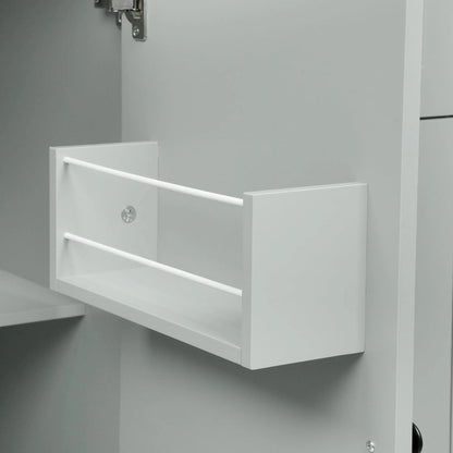 53.9 Width Rolling Kitchen Island with Drop Leaf and 3 Tier Pull Out Cabinet
