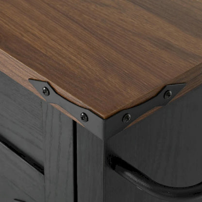 53.5 Farmhouse Kitchen Island - Power Outlet, Drop Leaf, Spice Rack, Drawer, Rolling Cart on Wheels