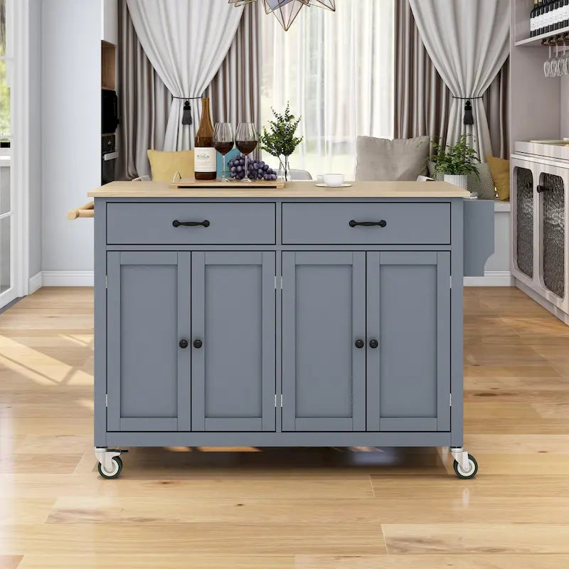 Homestyles Kitchen Island Finish with Wood Top Kitchen Cart