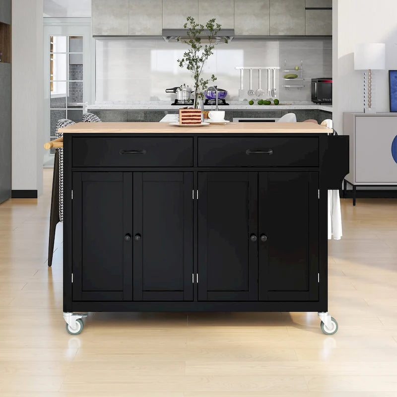 Homestyles Kitchen Island Finish with Wood Top Kitchen Cart
