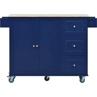 Rolling Mobile Kitchen Island with Locking Wheels Storage Cabinet - 52.76 x 29.5 x 36.81 inches