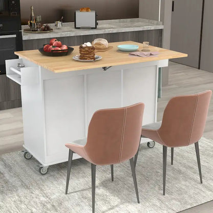 Rolling Mobile Kitchen Island with Locking Wheels Storage Cabinet - 52.76 x 29.5 x 36.81 inches
