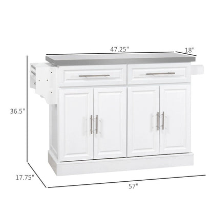 Rolling Kitchen Island,Portable Kitchen Cart with Stainless Steel Top