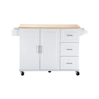 Mobile Kitehcn Island with Extensible Table Top and Adjustable Shelf