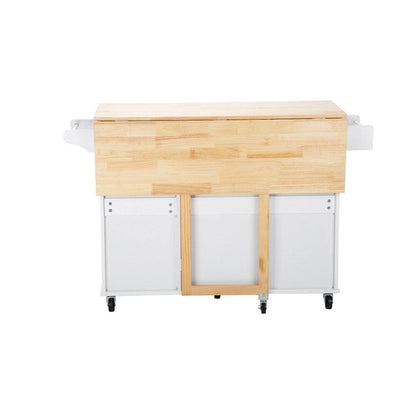 Mobile Kitehcn Island with Extensible Table Top and Adjustable Shelf