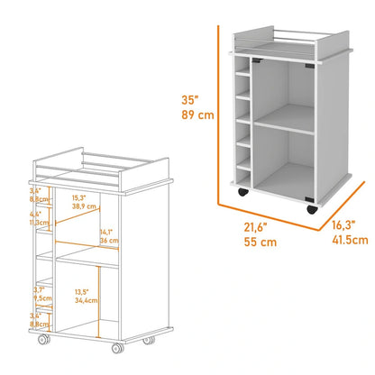 Savannah 6-Bottle 3-Shelf Bar Cart for Kitchen, Party and Living Room