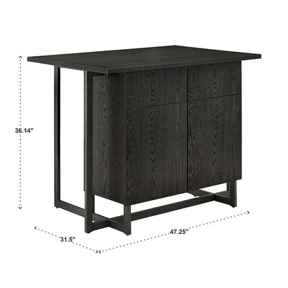 Oyala Black Finish 2-door Kitchen Island with Power and USB outlets by iNSPIRE Q Modern