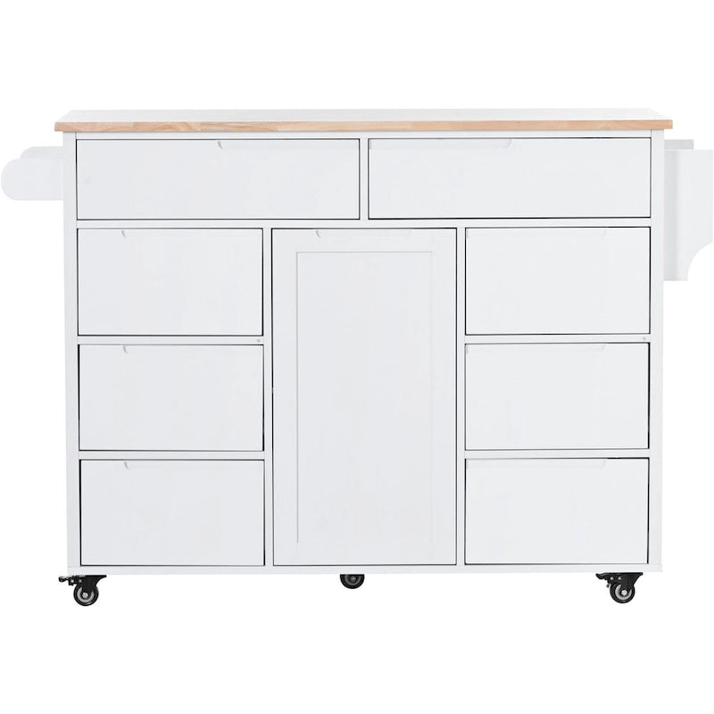 8 Drawer Rubber Wood Kitchen Island