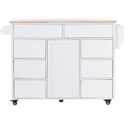 8 Drawer Rubber Wood Kitchen Island