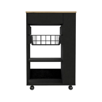 Kitchen Cart for Kitchen, Dining Room,Living Room, White / Light Oak