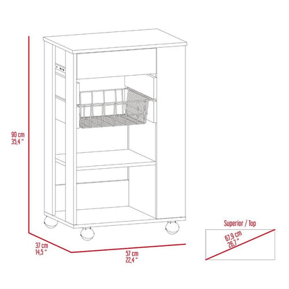Kitchen Cart for Kitchen, Dining Room,Living Room, White / Light Oak