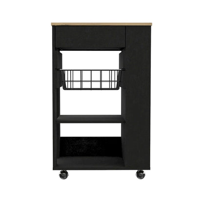 Kitchen Cart for Kitchen, Dining Room,Living Room, White / Light Oak