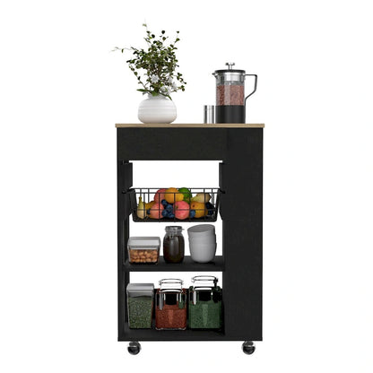 Kitchen Cart for Kitchen, Dining Room,Living Room, White / Light Oak