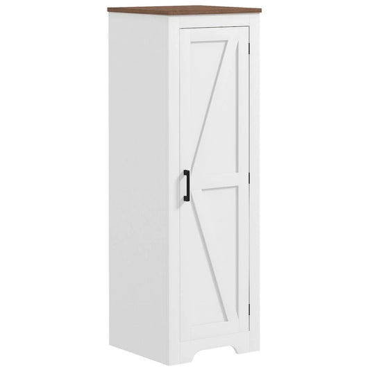 HOMCOM Farmhouse Storage Cabinet with Adjustable Shelf, Single Barn Door Small Bathroom Storage Cabinet for Living Room