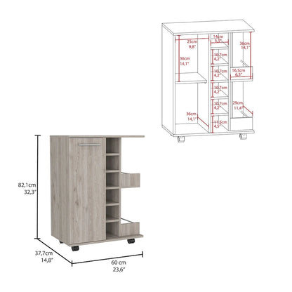 Bar Cart Wells, Four Casters for Kitchen, Party and Living Room