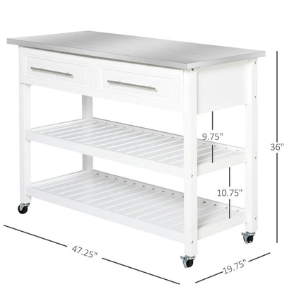 Kitchen Island with Stainless Steel Top