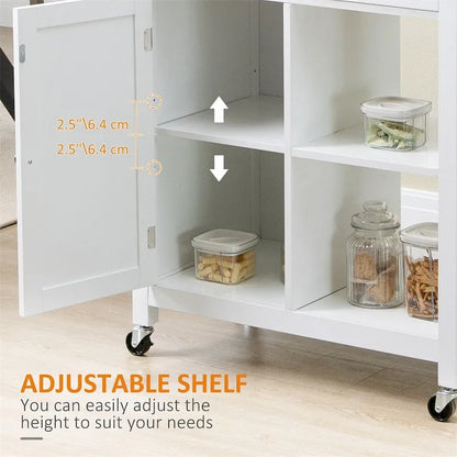Rolling Kitchen Island Cart with Storage and Solid Wood Top - N/A