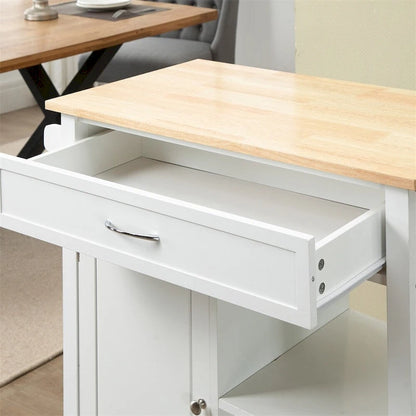 Rolling Kitchen Island Cart with Storage and Solid Wood Top - N/A