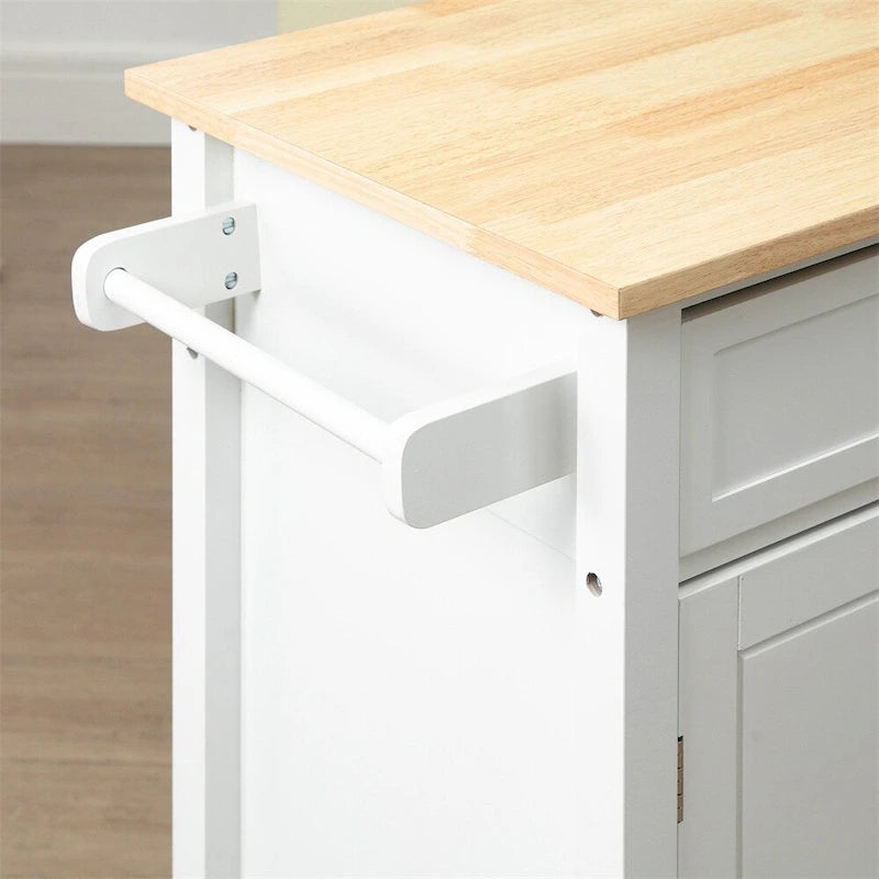 Rolling Kitchen Island Cart with Storage and Solid Wood Top - N/A
