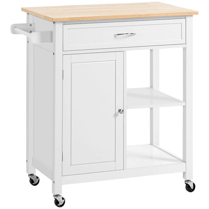 Rolling Kitchen Island Cart with Storage and Solid Wood Top - N/A