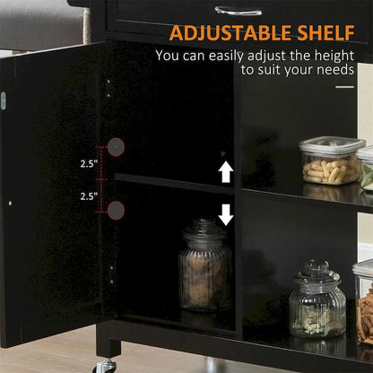 Rolling Kitchen Island Cart with Storage and Solid Wood Top - N/A