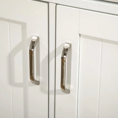 Kitchen Island with Storage Cabinet, 2-Level Rubber Wood Top, Adjustable Shelves, and Drawers