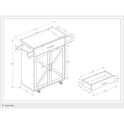 Kitchen island rolling trolley cart