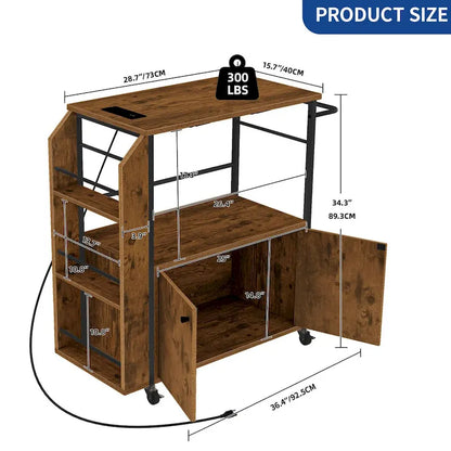Moasis Rolling Portable Kitchen Island Cart With Power Outlet And Open Shelves
