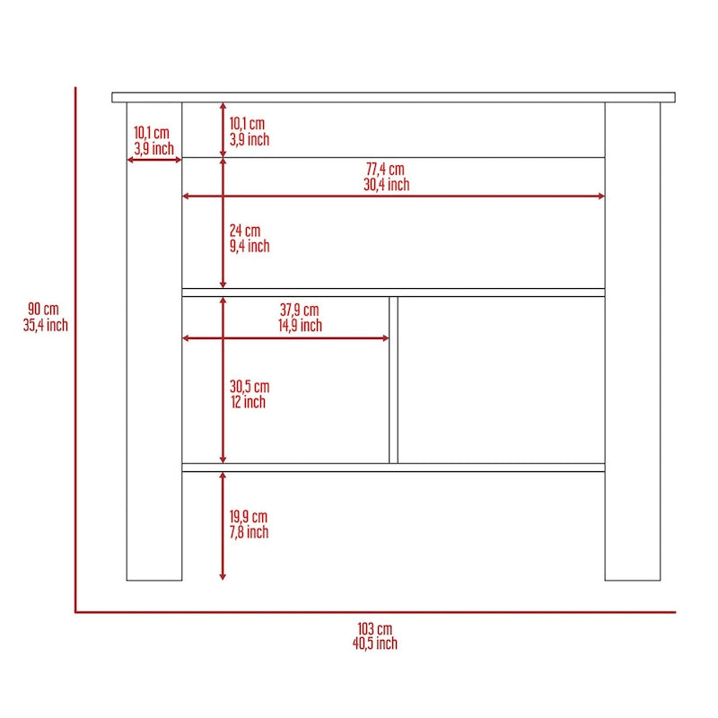 Rockaway 3-Shelf Kitchen Island White and Onix