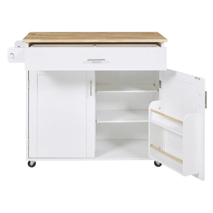 Rolling Kitchen Cart with Adjustable Shelf Tower Rack and Rubber Top - N/A