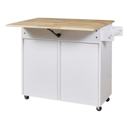 Rolling Kitchen Cart with Adjustable Shelf Tower Rack and Rubber Top - N/A