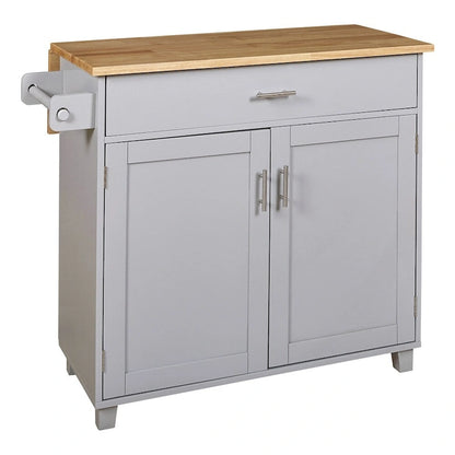 Rolling Kitchen Cart with Adjustable Shelf Tower Rack and Rubber Top - N/A