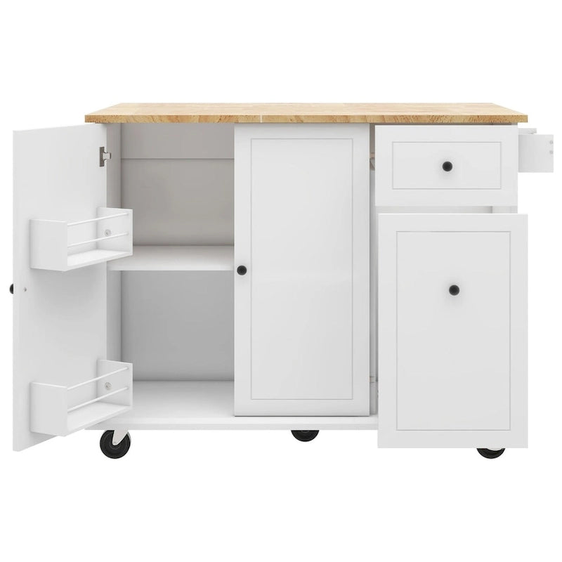 Merax 53.9 Width Rolling Kitchen Cart on Wheels with Drop Leaf