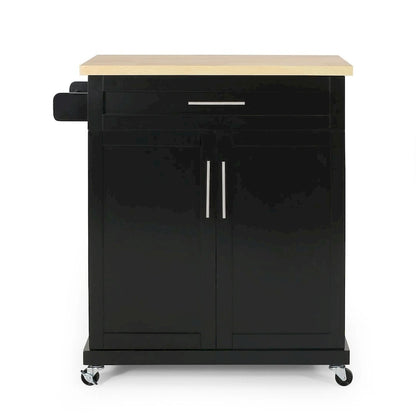 Contemporary Wood Kitchen Cart with Wheels Storage and Wheels by Christopher Knight Home