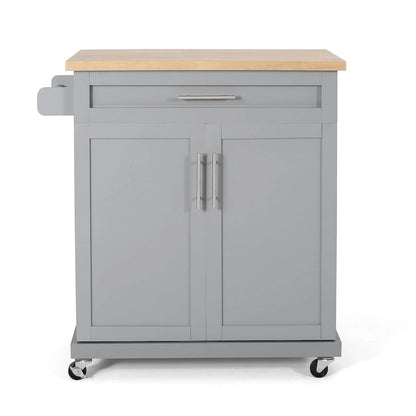 Contemporary Wood Kitchen Cart with Wheels Storage and Wheels by Christopher Knight Home