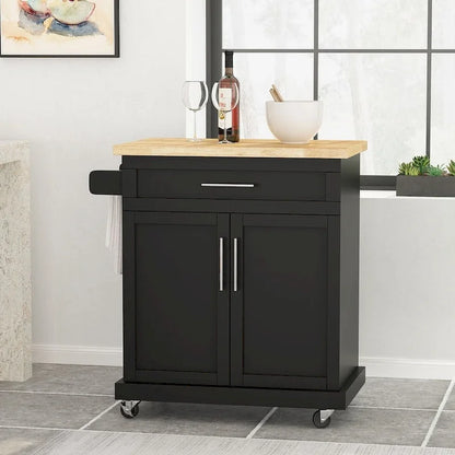 Contemporary Wood Kitchen Cart with Wheels Storage and Wheels by Christopher Knight Home