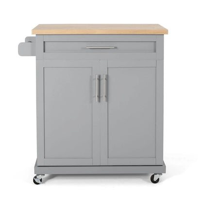 Contemporary Wood Kitchen Cart with Wheels Storage and Wheels by Christopher Knight Home
