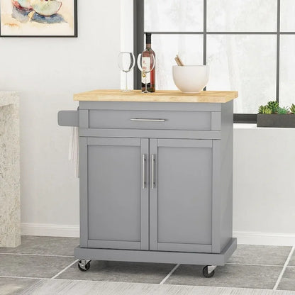 Contemporary Wood Kitchen Cart with Wheels Storage and Wheels by Christopher Knight Home
