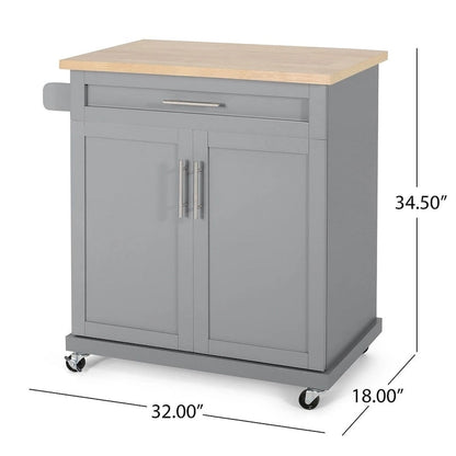 Contemporary Wood Kitchen Cart with Wheels Storage and Wheels by Christopher Knight Home