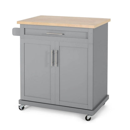 Contemporary Wood Kitchen Cart with Wheels Storage and Wheels by Christopher Knight Home