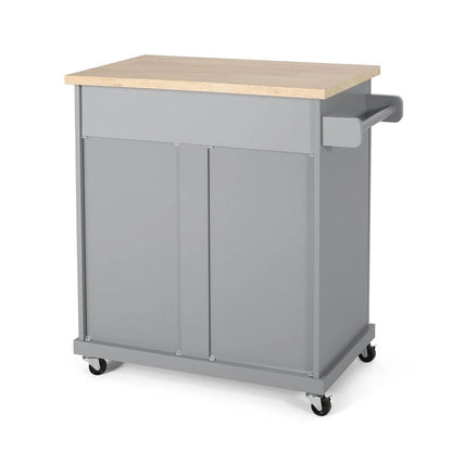 Contemporary Wood Kitchen Cart with Wheels Storage and Wheels by Christopher Knight Home