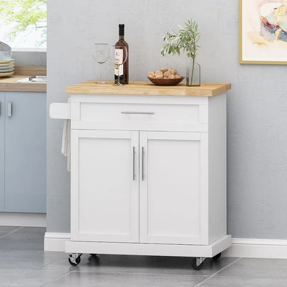 Contemporary Wood Kitchen Cart with Wheels Storage and Wheels by Christopher Knight Home
