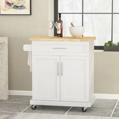 Contemporary Wood Kitchen Cart with Wheels Storage and Wheels by Christopher Knight Home